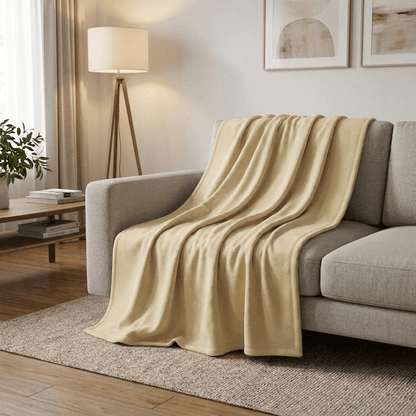Vega Cream Fleece Throw Blanket