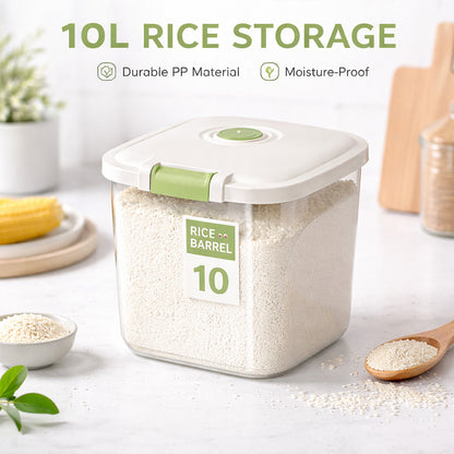 Leak-Proof Rice Storage Container – 10L Airtight PP Bin