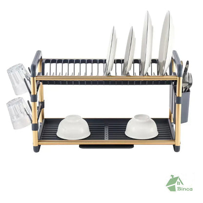 Binca Aluminum 2-Tier Dish Drying Rack ( Gold )