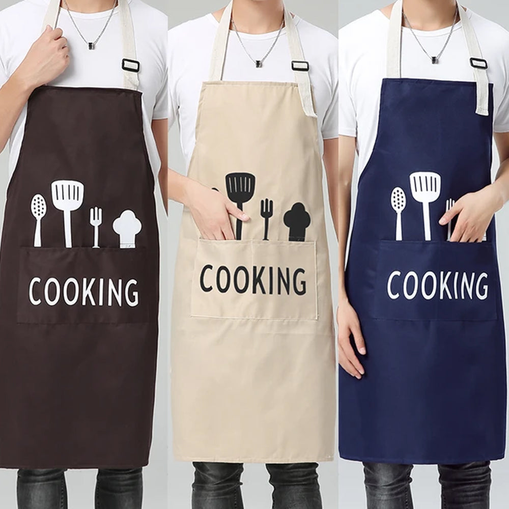 YURILIFE Thick Cotton Canvas Apron For Kitchen With Pocket