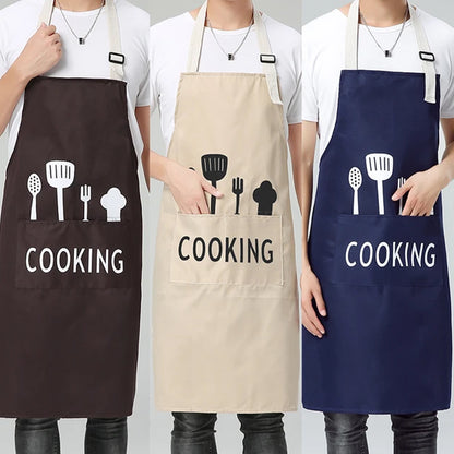 YURILIFE Thick Cotton Canvas Apron For Kitchen With Pocket