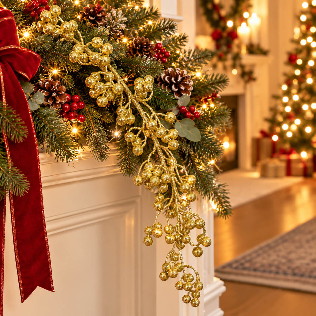 Glitter Berry Christmas Decorative Spray– 80 cm
