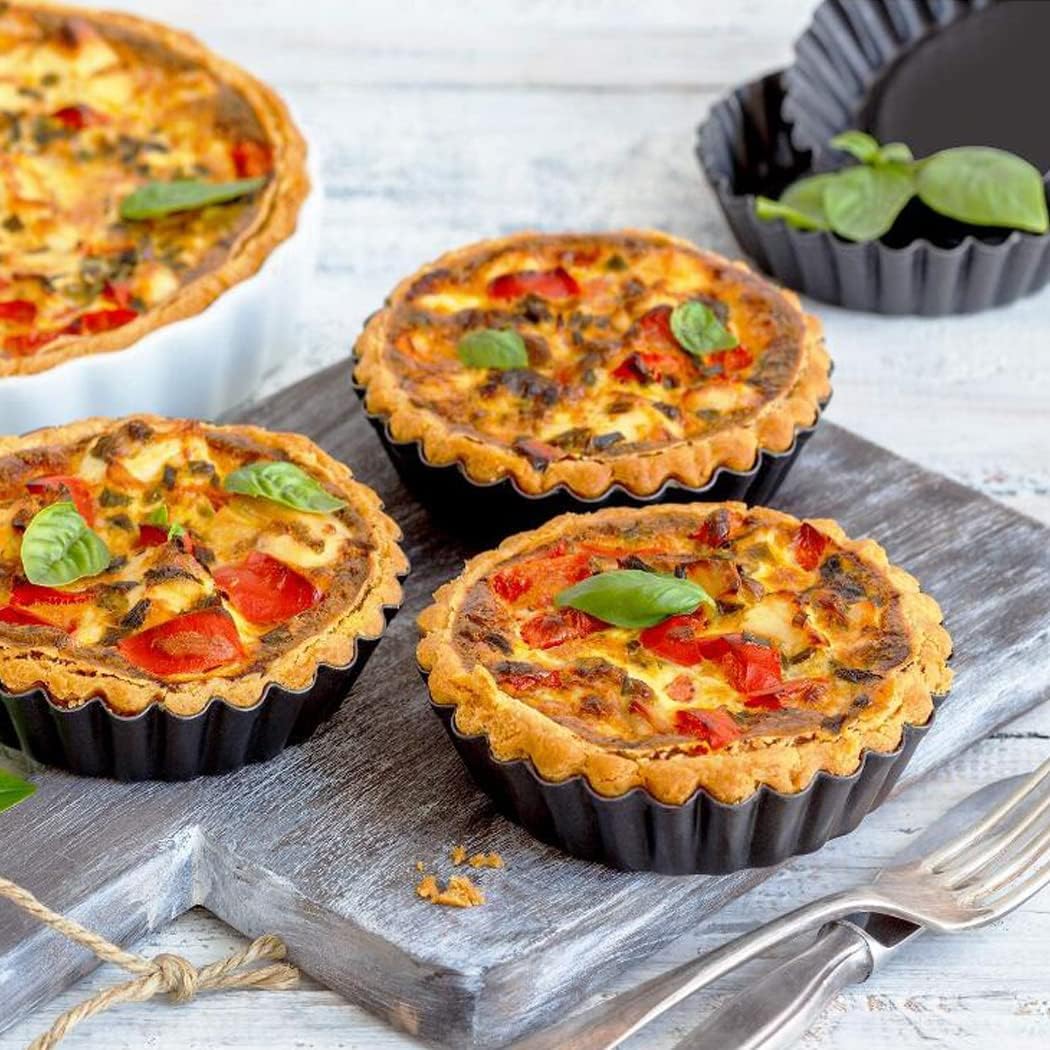 Danny Home 1-Pcs Carbon Steel Premium quality , Non-stick Detachable Mini Round Tart Pan 14cm