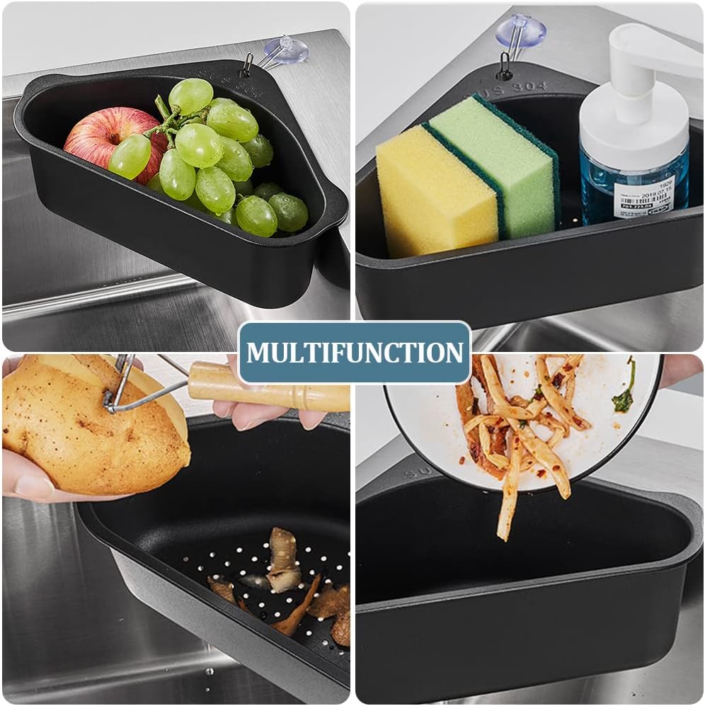Stainless Steel Triangular Sink Strainer Basket Black