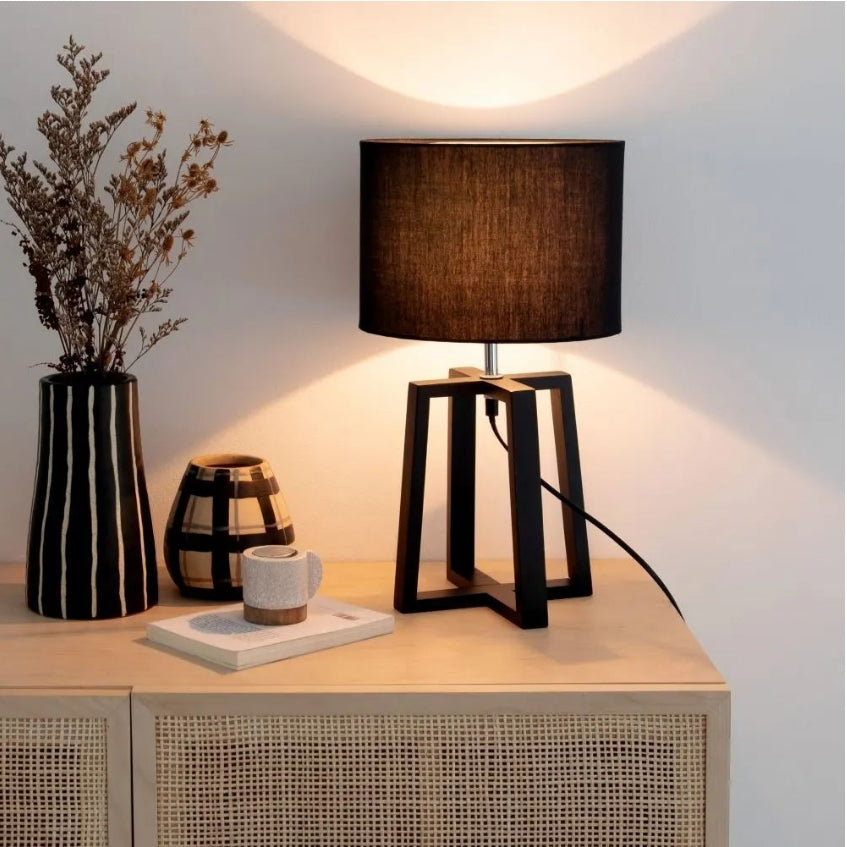 Danny Home Black Wooden Table Lamp 44.5cm