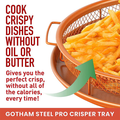 2 Piece Set Round Copper Air Fry Crisper Tray
