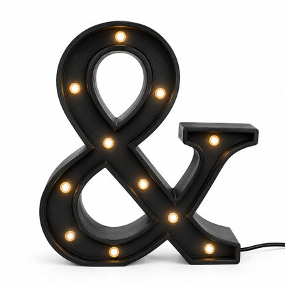 Micasa LORA LED Ampersand Table Lamp – Black Decorative Marquee Light | Warm White LED