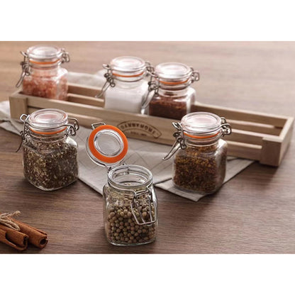 Danny Home 6-Pieces Clip Closure Spice Jars Set (36x9x9) cm