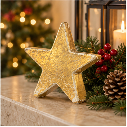 Pure Gold Ceramic Star Christmas Decoration