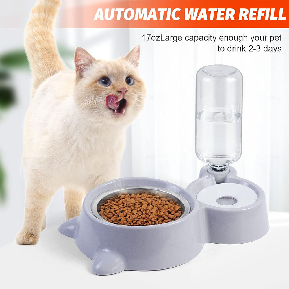 Double Pet Bowls with Automatic Water Dispenser