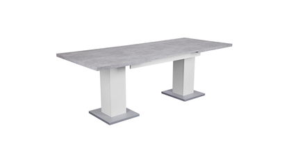 Hamburg Concrete-Look White Dining Table with Metal Base