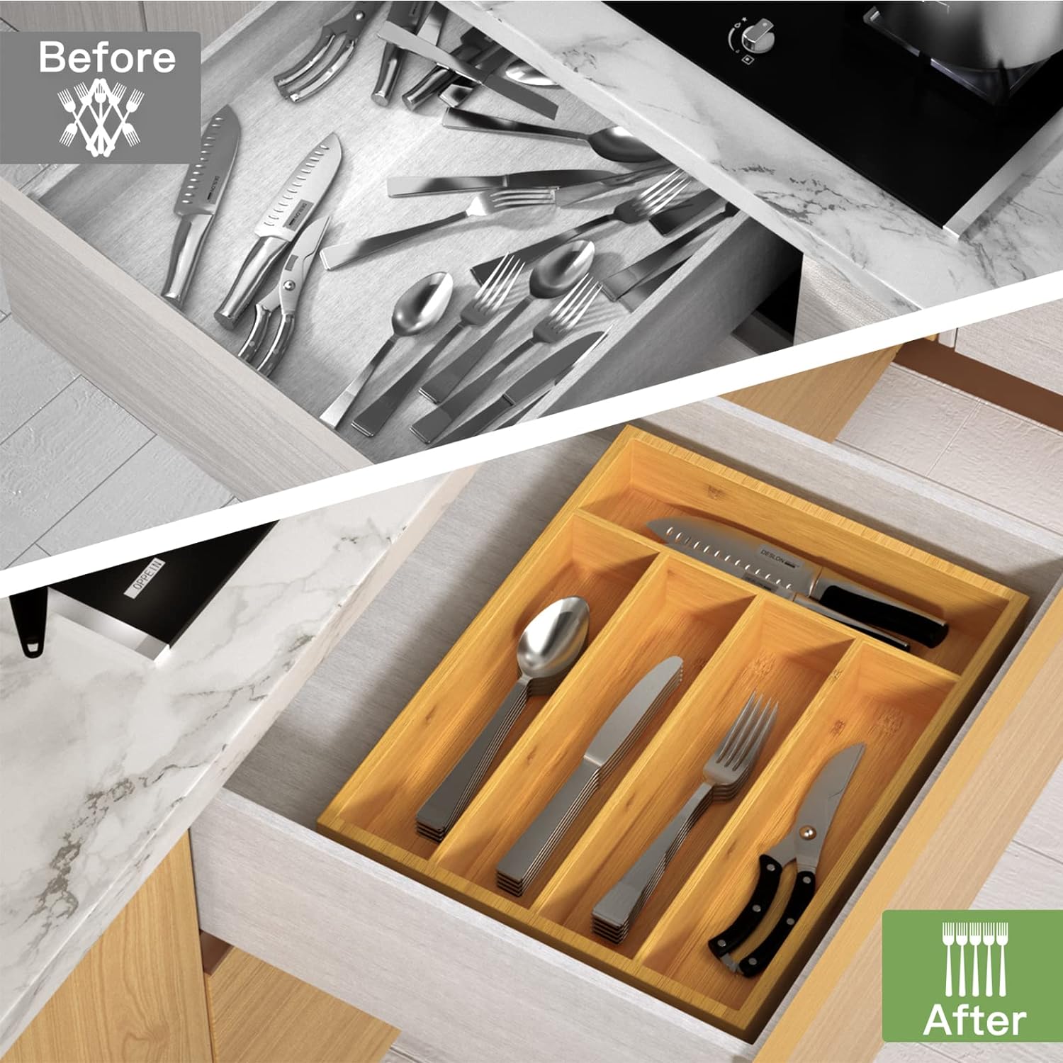 Bamboo Kitchen Drawer Organizer