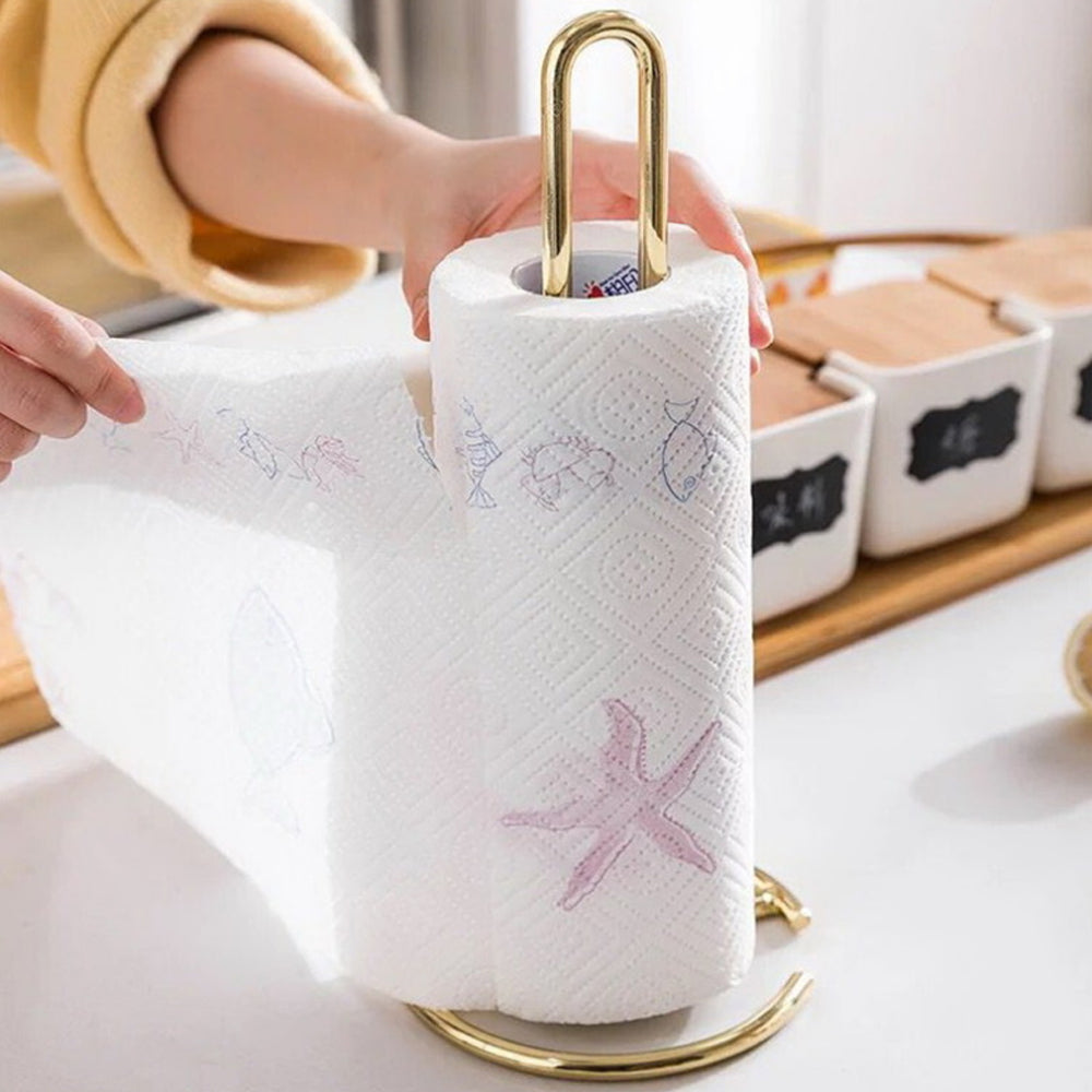 Tissue Holder Standing Rack with Weighted Base for Kitchen Counter top, Gold