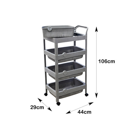 Multi-Purpose 4-Tier Plastic Storage Rack on Wheels