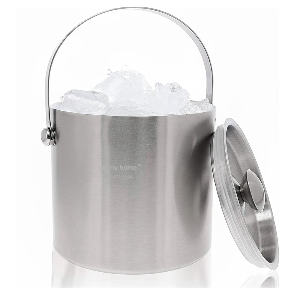 Danny Home Stainless Steel Double Wall Ice Bucket With Lid 2L
