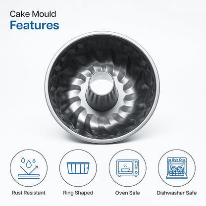 Danny Home Carbon Steel Premium quality , Non-stick Fluted Ring Cake Mould 22cm