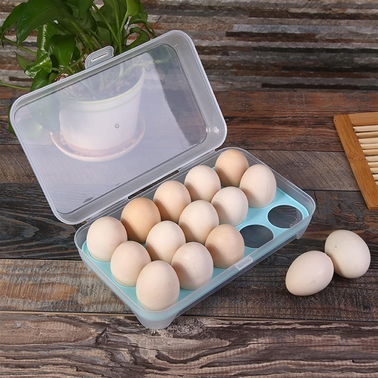 Egg Container for Refrigerator 15-Grid Egg Storage Box