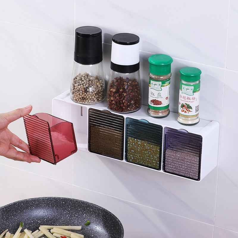 Trace-less Sticker kitchen wall Spices & Herbs Box