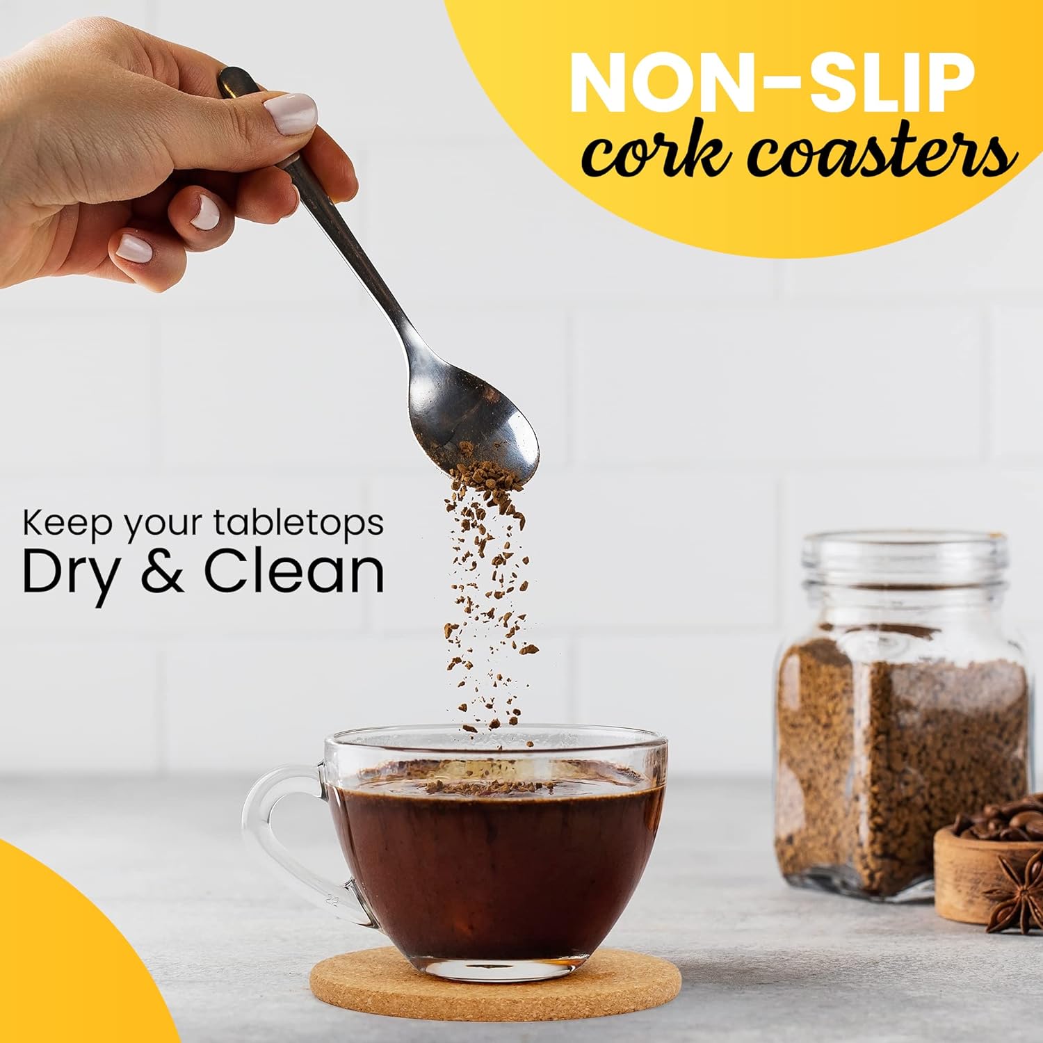 6-Pieces Cork Coasters 10cm – 5mm Thick