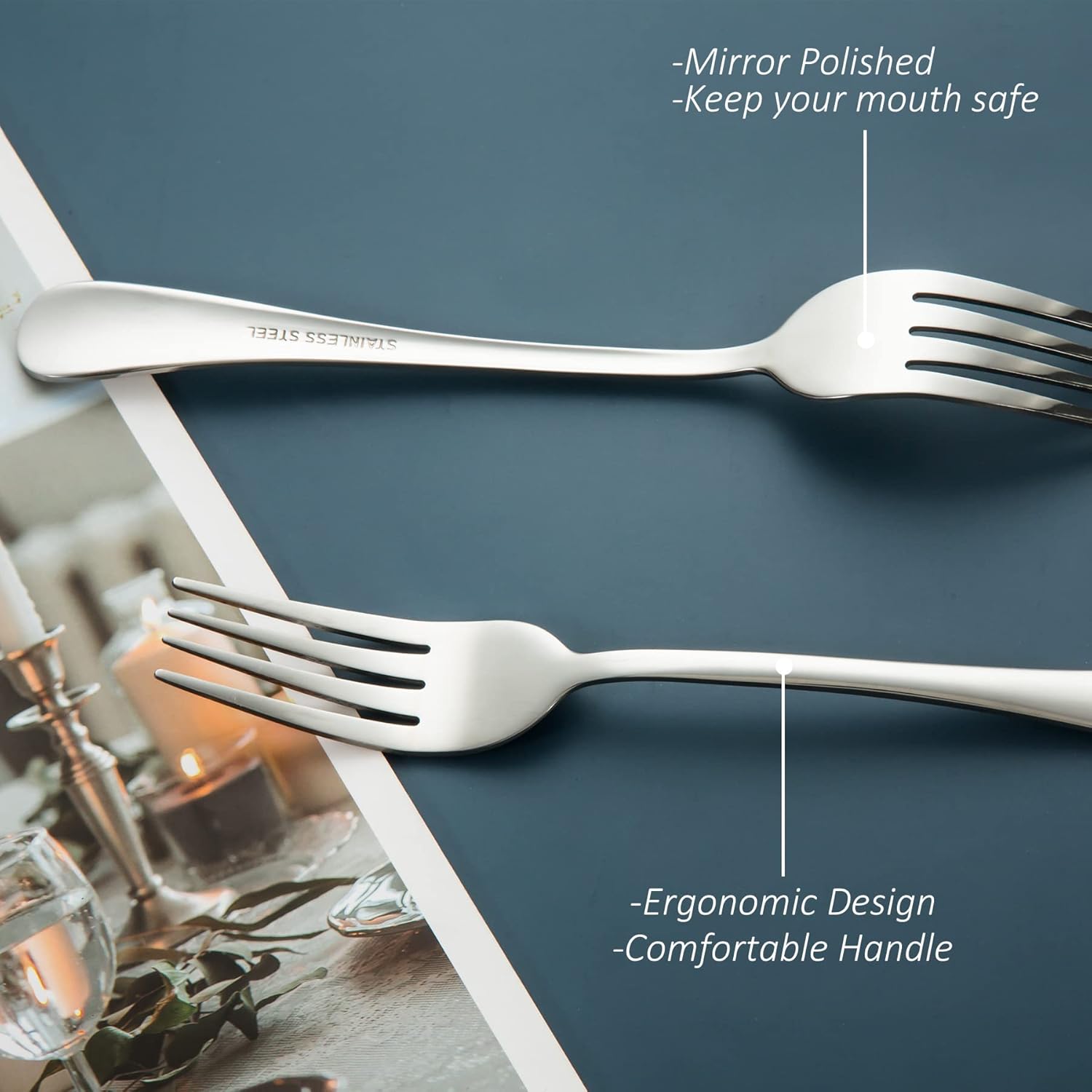 PROUD 3-Pieces Stainless Steel Medium Fork Silverware Set