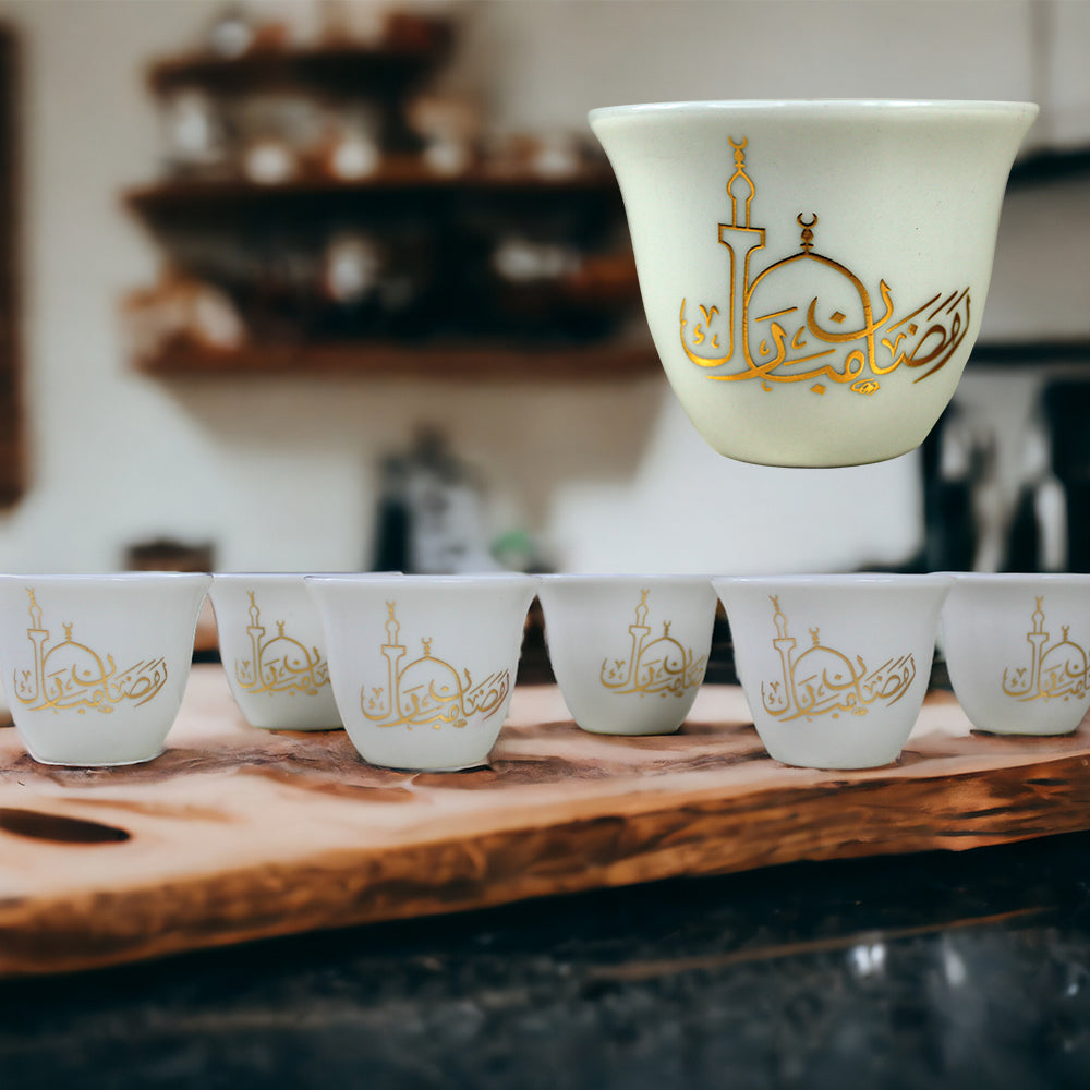 Ramadan Mubarak, 6-Pieces Ceramic Coffee Cup Set