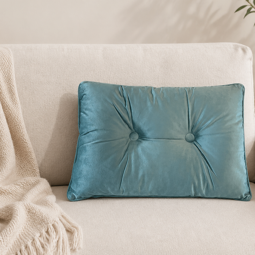 Tiseco Home Studio Cushion - Button-Tufted Velvet - Teal