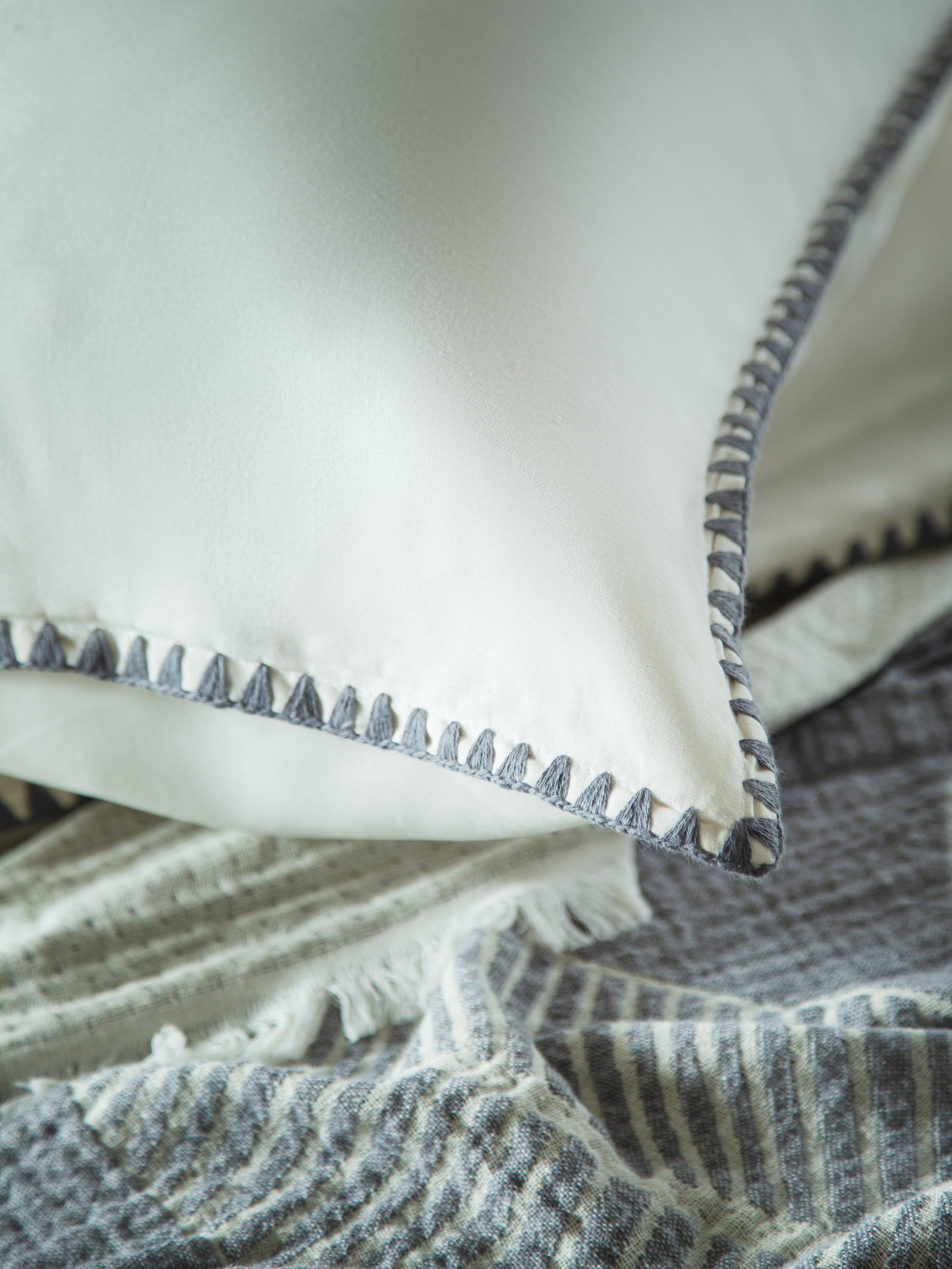 DOUBLE MUSLIN BEDSCAPE DUVET COVER SET JUNE GREY - PIQUE SET