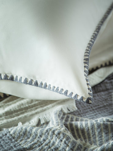 DOUBLE MUSLIN BEDSCAPE DUVET COVER SET JUNE GREY - PIQUE SET