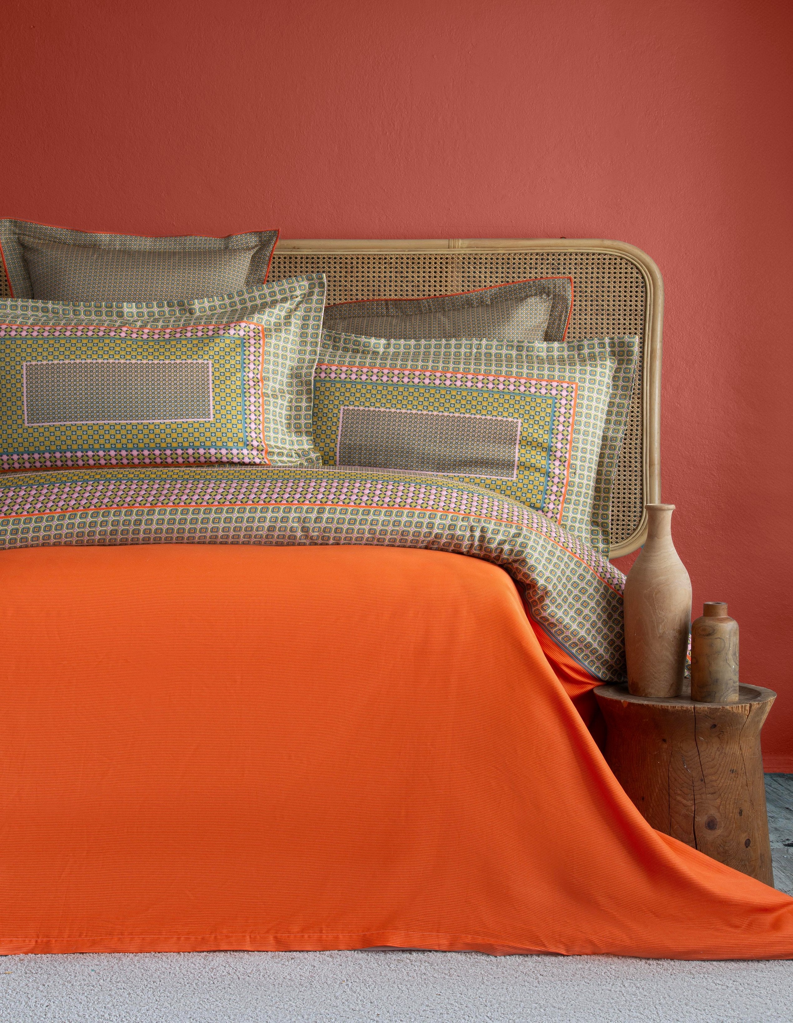 DOUBLE SIZE DUVET COVER SET PRINTED SATIN REGINA ORANGE