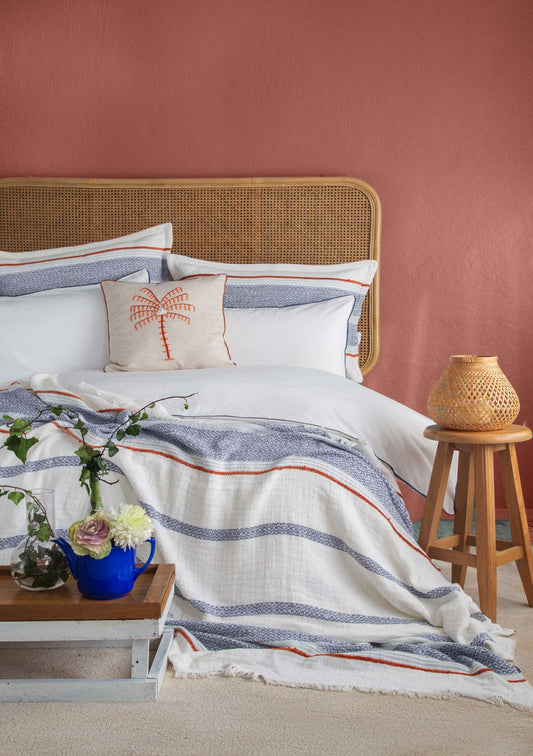 8 pcs DOUBLE SIZE BEDSCOVER SET CALI NAVY