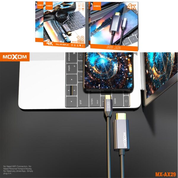 Moxom MX-AX29 Type C To HDMI USB Adapter