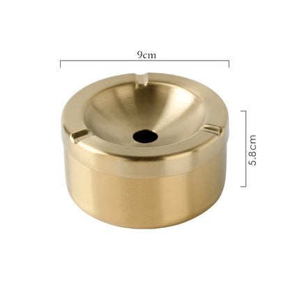 Thick Stainless Steel Cigarette Ashtray With Lid Gold – 9 cm OZ-9J