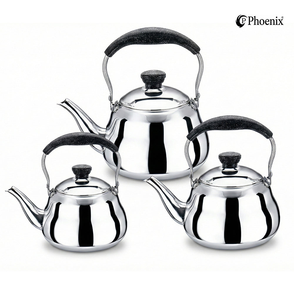 Phoenix 3-Pcs Stainless Steel Teapots – Black