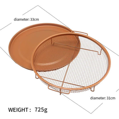 2 Piece Set Round Copper Air Fry Crisper Tray