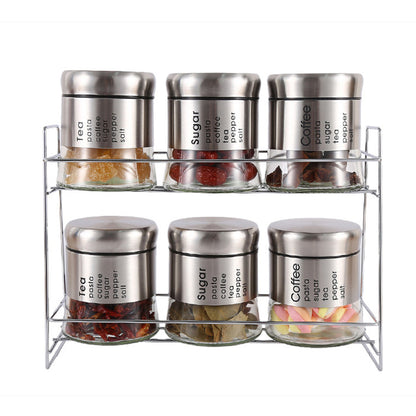 6-Pcs Stainless Steel Glass Seasoning Rack Set – 400ml #CB-TWJ12