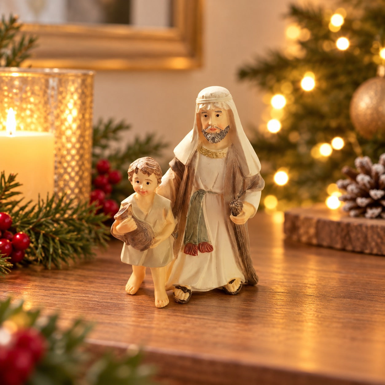 Saint Joseph with Child Jesus Nativity Figurine – Approx. 10 cm