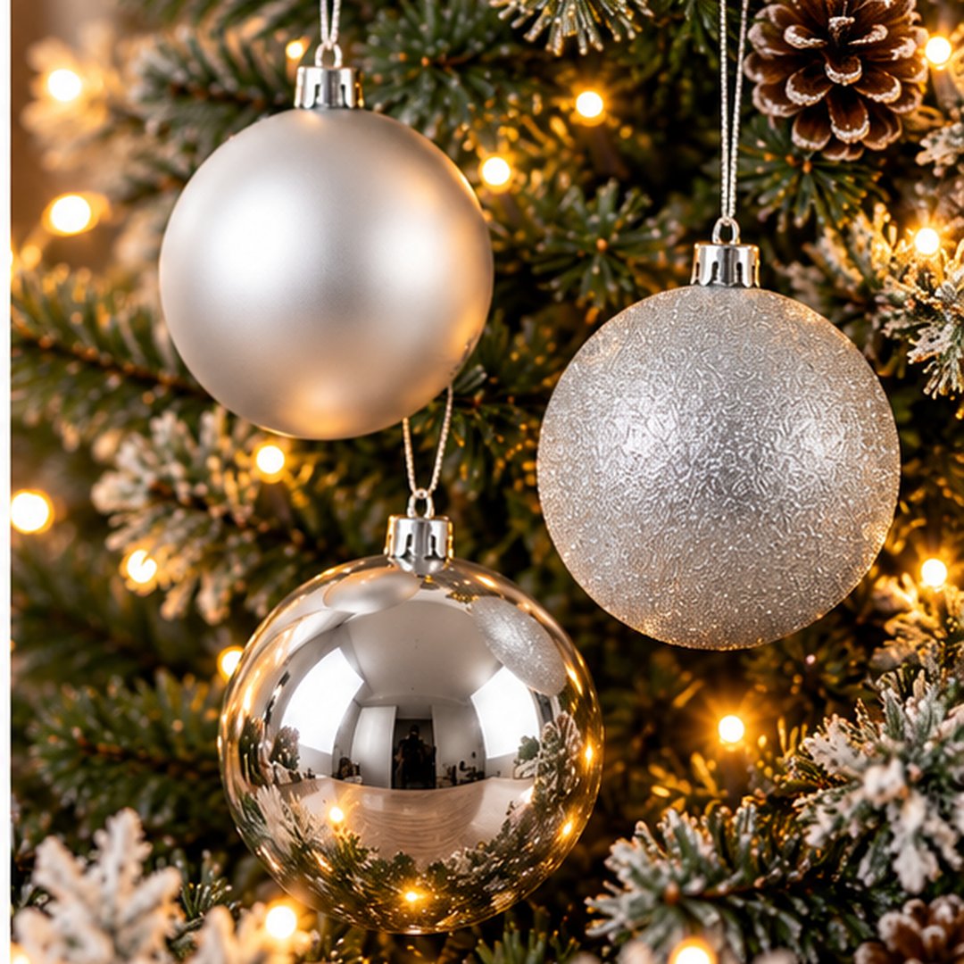 Noël Silver Oversized Christmas Baubles – Set of 3