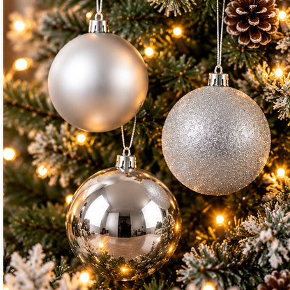 Noël Silver Oversized Christmas Baubles – Set of 3