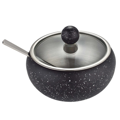 Granite Coating Stainless Steel Sugar Bowl with Clear Lid and Sugar Spoon