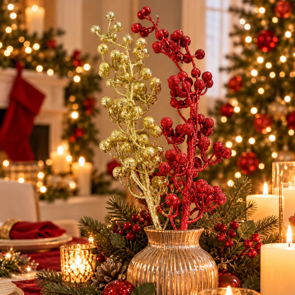 Glitter Berry Christmas Decorative Spray– 80 cm