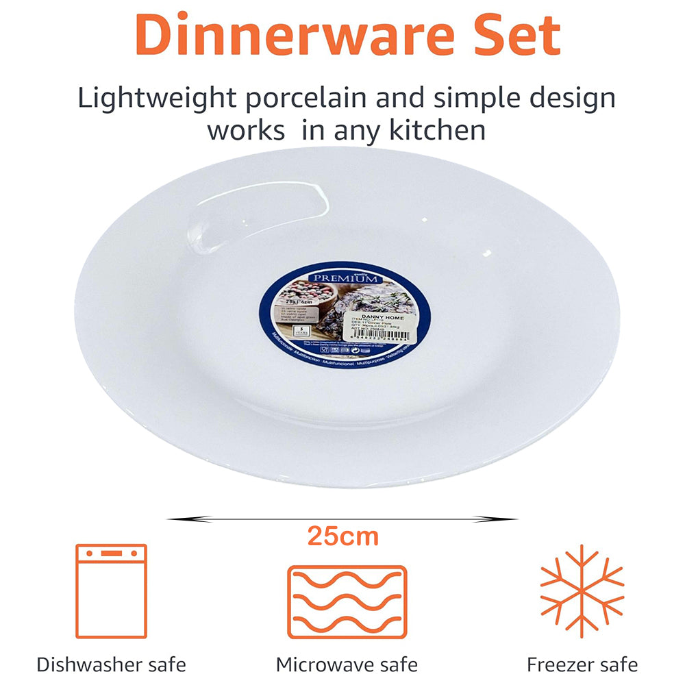 Danny Home 6-Piece 10-Inch White Dinner Plate