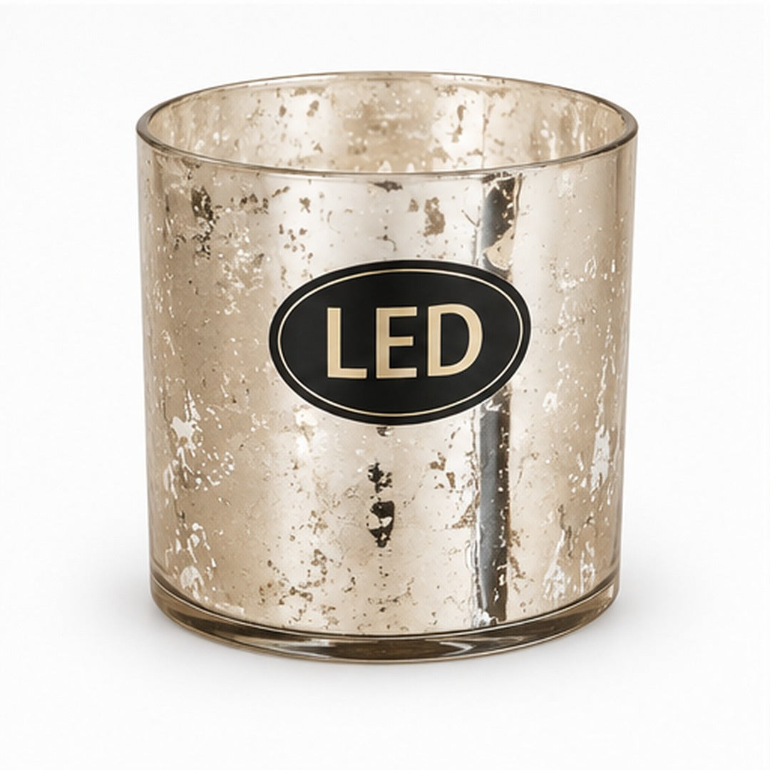 Flameless LED Glass Lantern with Real Wax Candle – Gold & Silver