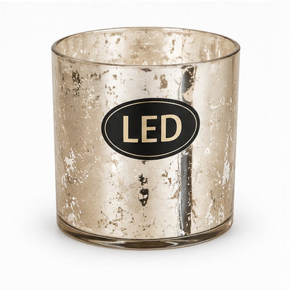 Flameless LED Glass Lantern with Real Wax Candle – Gold & Silver