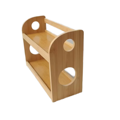 Bamboo Spice Rack Set with 6 Glass Jars Plastic Lid – 400ml #CB-TWJ45