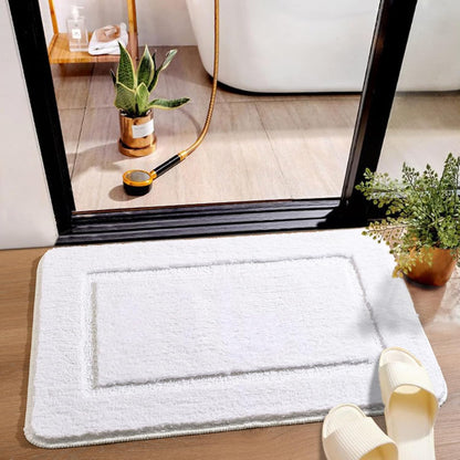 Danny Home Luxury Bath Mat Absorbent Non-Slip Washable Shaggy Bathroom Rug 50X80CM – White
