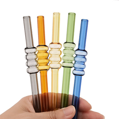 Tomatoes-on-Sticks Glass Straws Set – 4 Pcs + Cleaning Brush