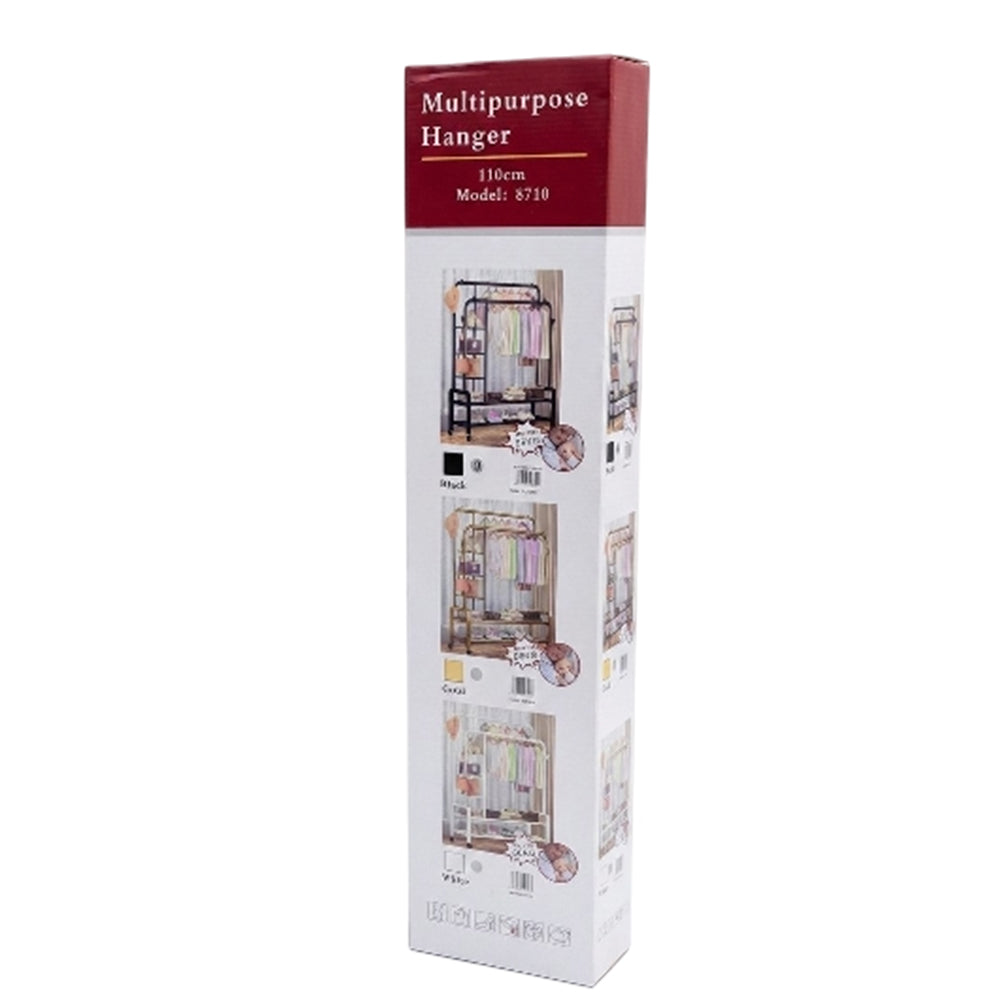 2-in-1 Modern Wheeled Garment Rack with 3-Tier Storage Shelf Hold 68KG (H110 x D57 x W150)cm