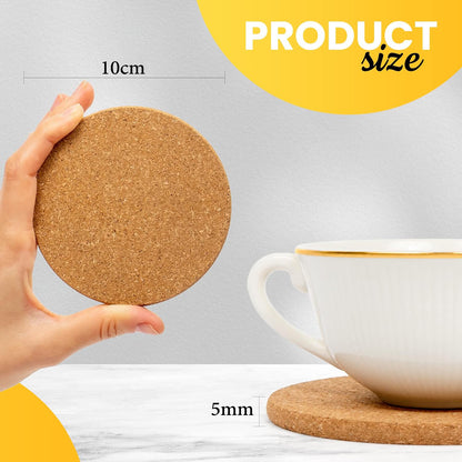 6-Pieces Cork Coasters 10cm – 5mm Thick
