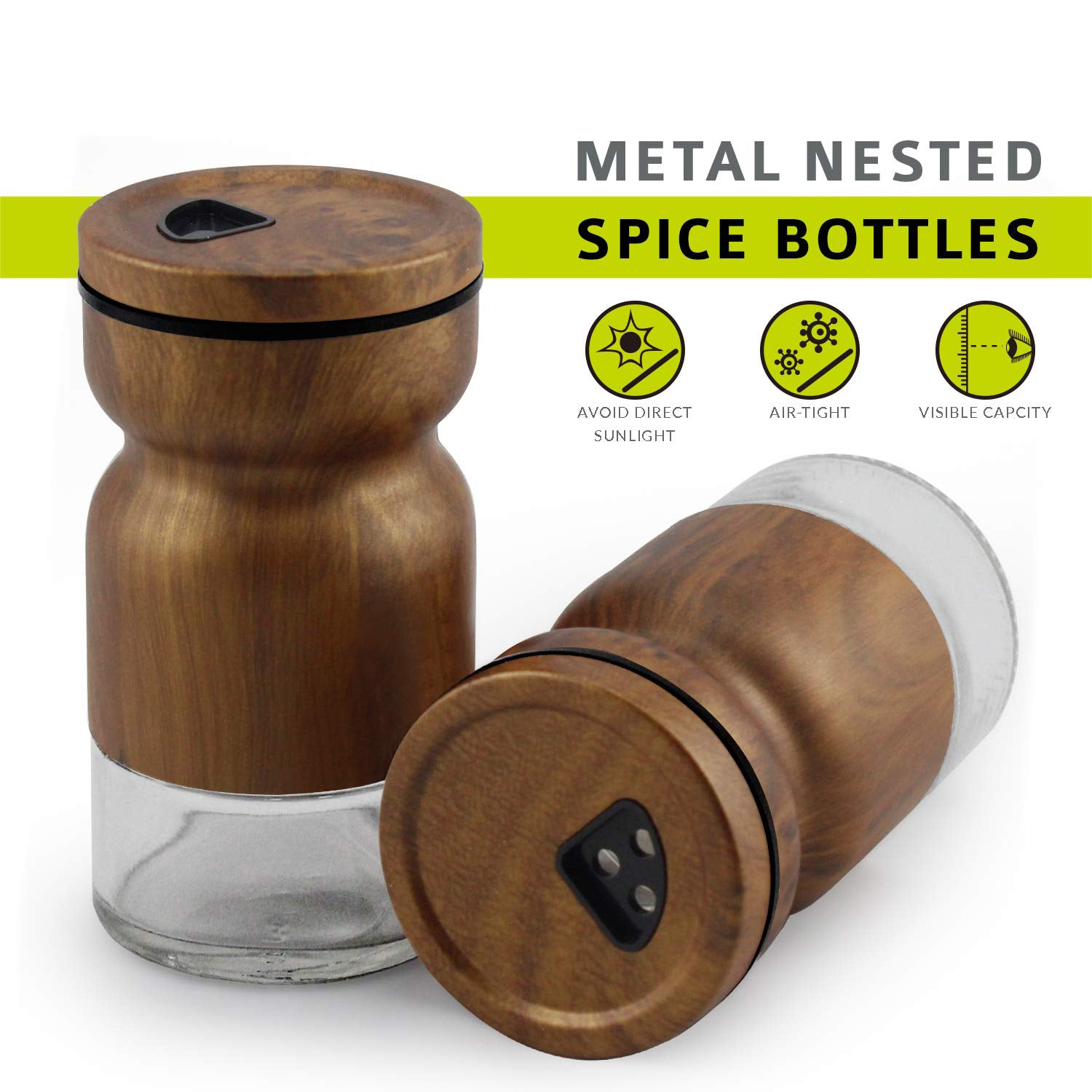 2-Pieces Glass Salt & Pepper Jar High Quality Metal Lid 130ml