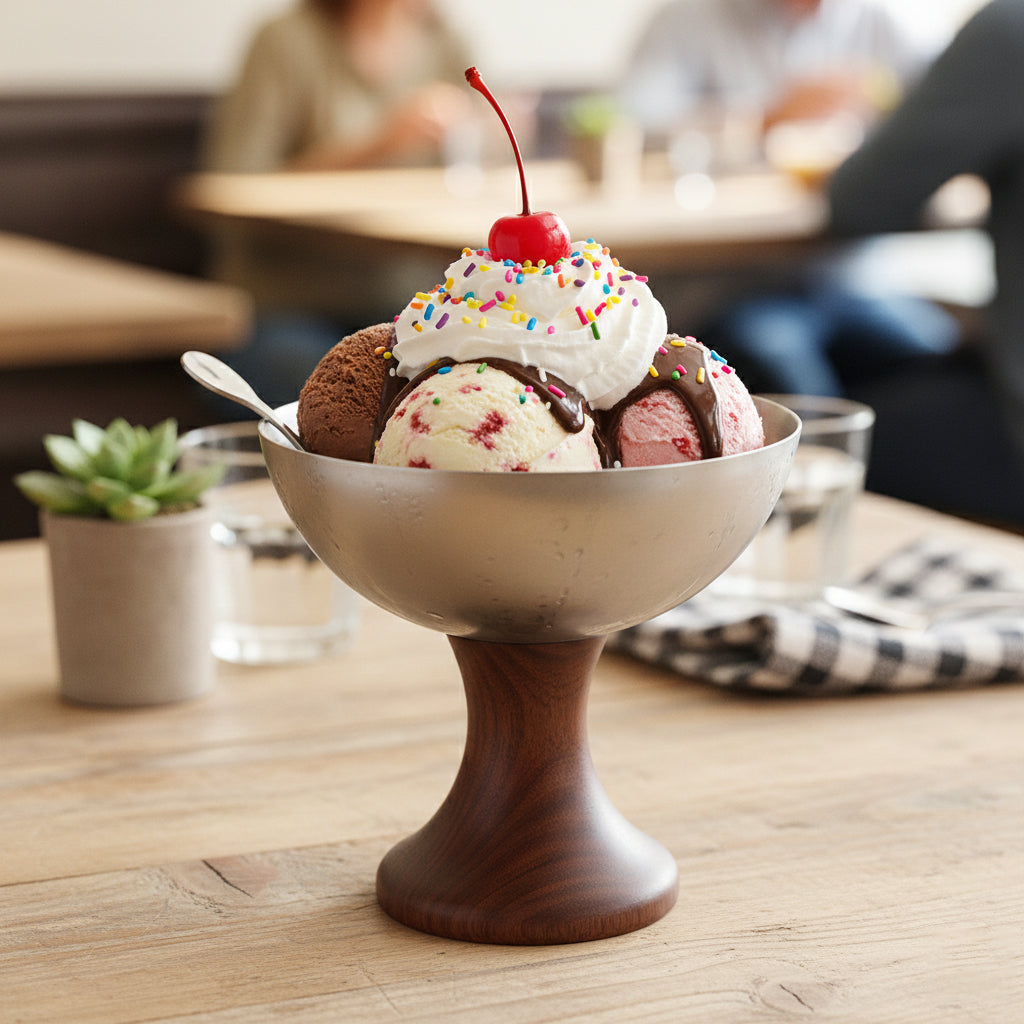 1-Pcs Stainless Steel Bowl with Fork for Ice Cream & Dessert